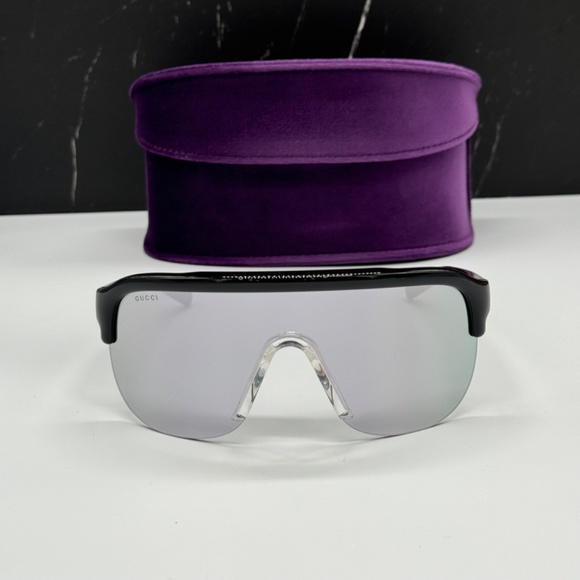 NEW GUCCI SUNGLASSES, UNISEX BLACK SILVER GUCCI EYEWEAR - Picture 3 of 14